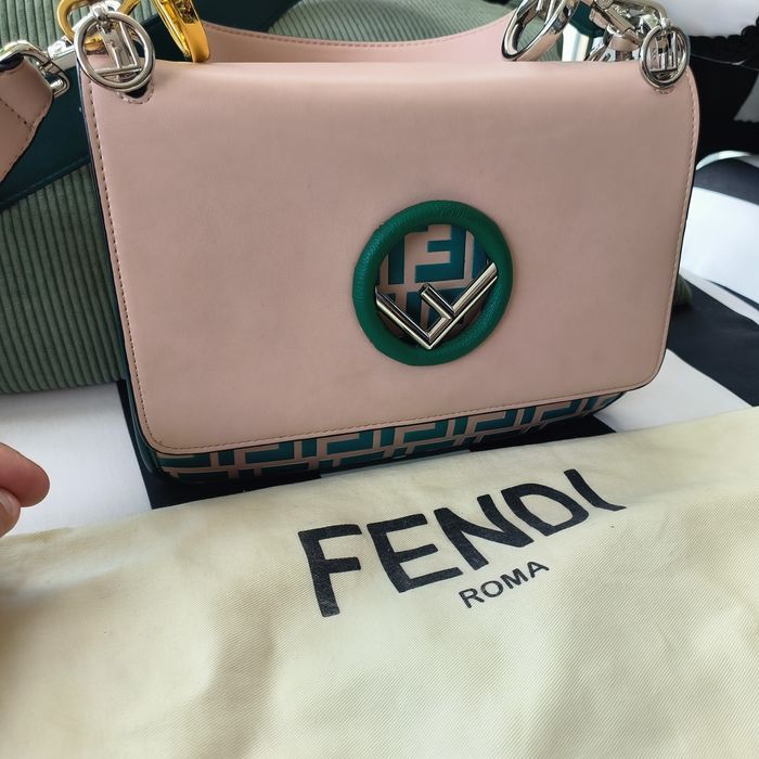 Double leather logo fendi bag