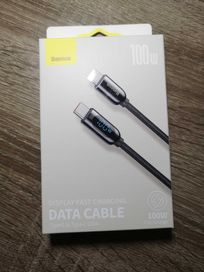 Kabel baseus USB-C 100W z miernikiem mocy 1m