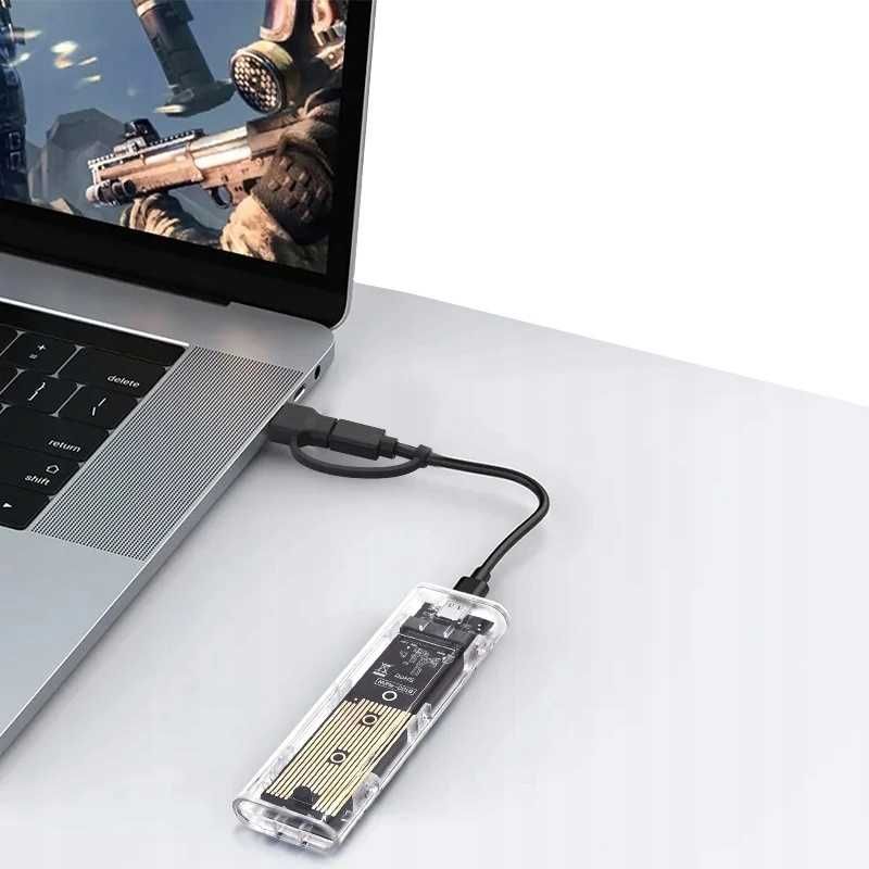 Obudowa dysku SSD Kieszeń NVMe+SATA M.2 NGFF USB 3.1 USB-C 4TB 10Gbps