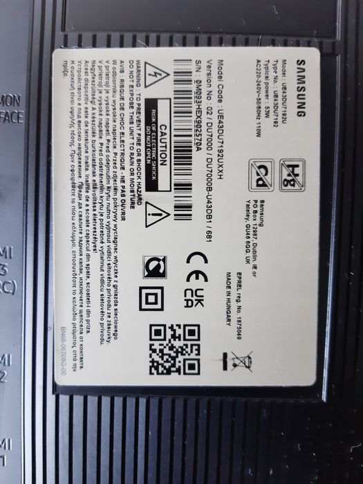 Tv samsung 43" UE43 DU7192U na części