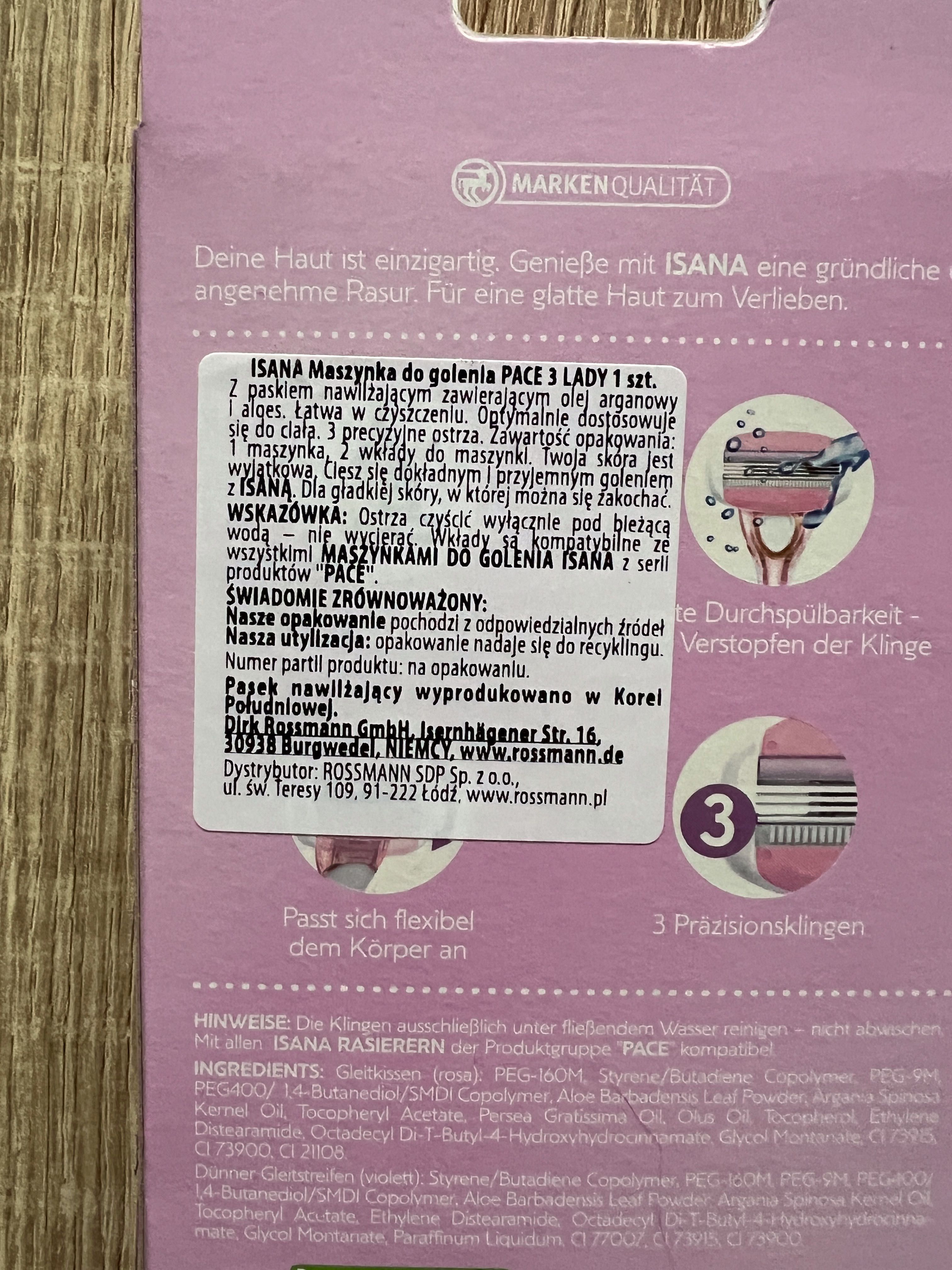 Zestaw ISANA Maszynka do golenia Pace 3 + wkłady + żel do golenia
