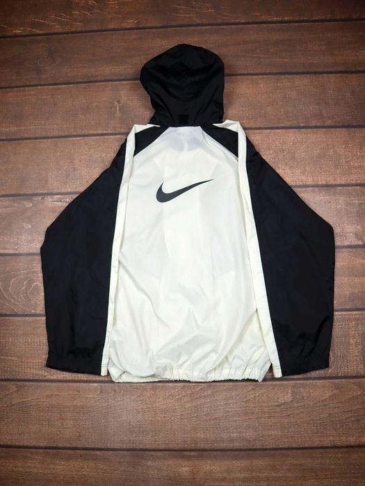 Vintage Nike White Black biała czarna kurtka rozpinana z kapturem
