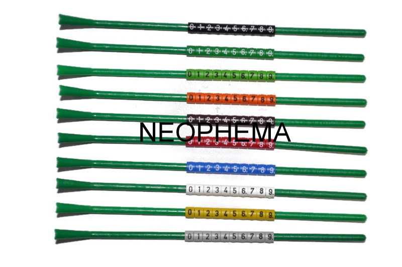 Znaczniki dla drobnej egzotyki plastikowe 2,5mm, 100szt. mix kolorów