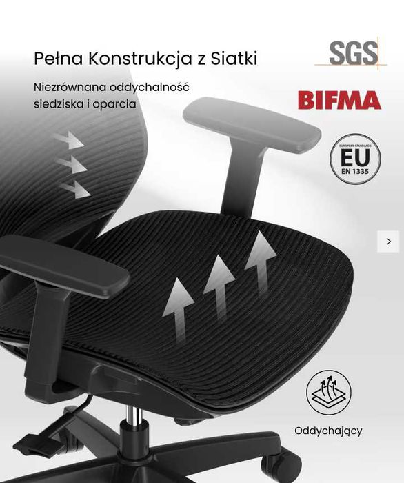 Ergonomiczne Krzesło Serii BS5 szare
