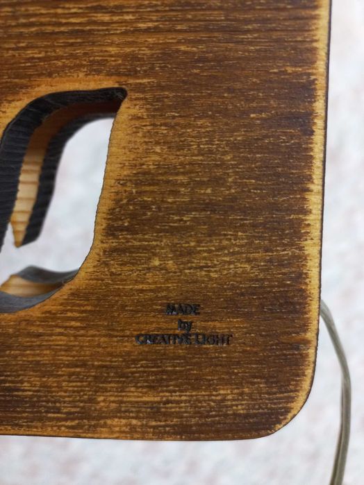 Нічник дерев'яний, ночник из дерева "happy little fox"