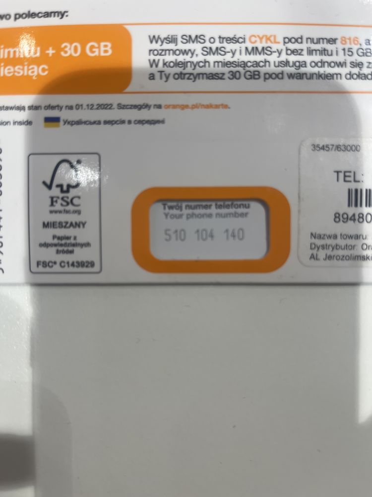 Złoty numer 510_104_140 Orange
