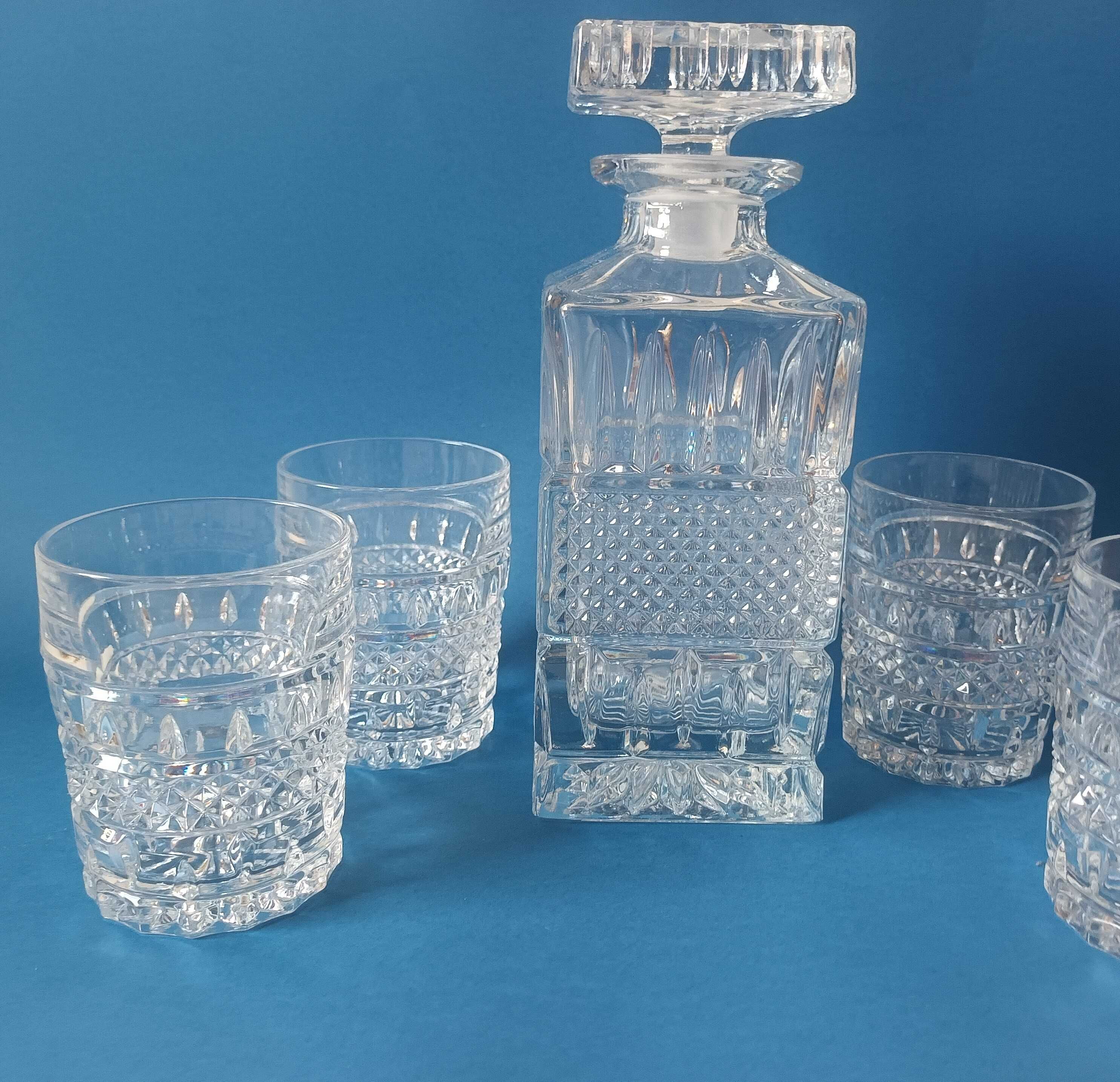 Kryształowa karafka do whisky plus 4 szklanki