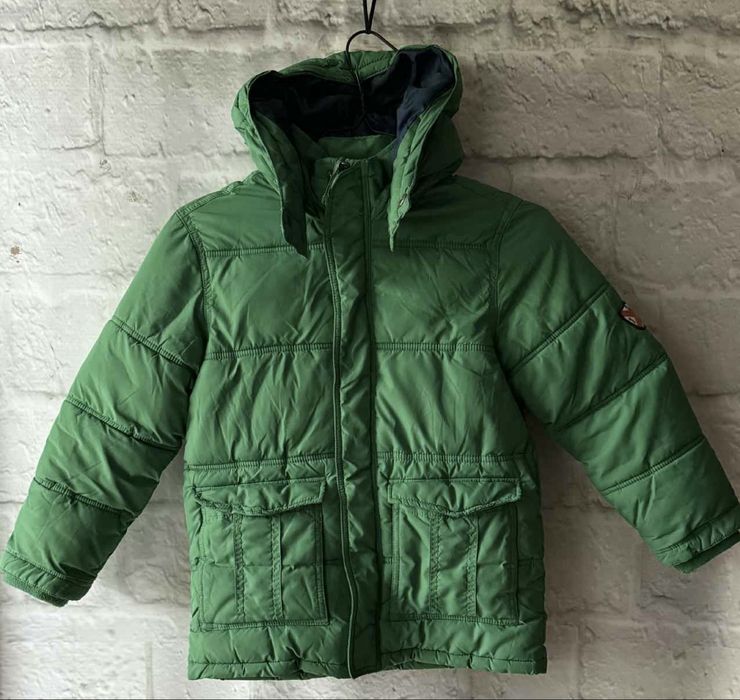 Zielona zimowa kurtka H&M 7-8 lat 122-128cm