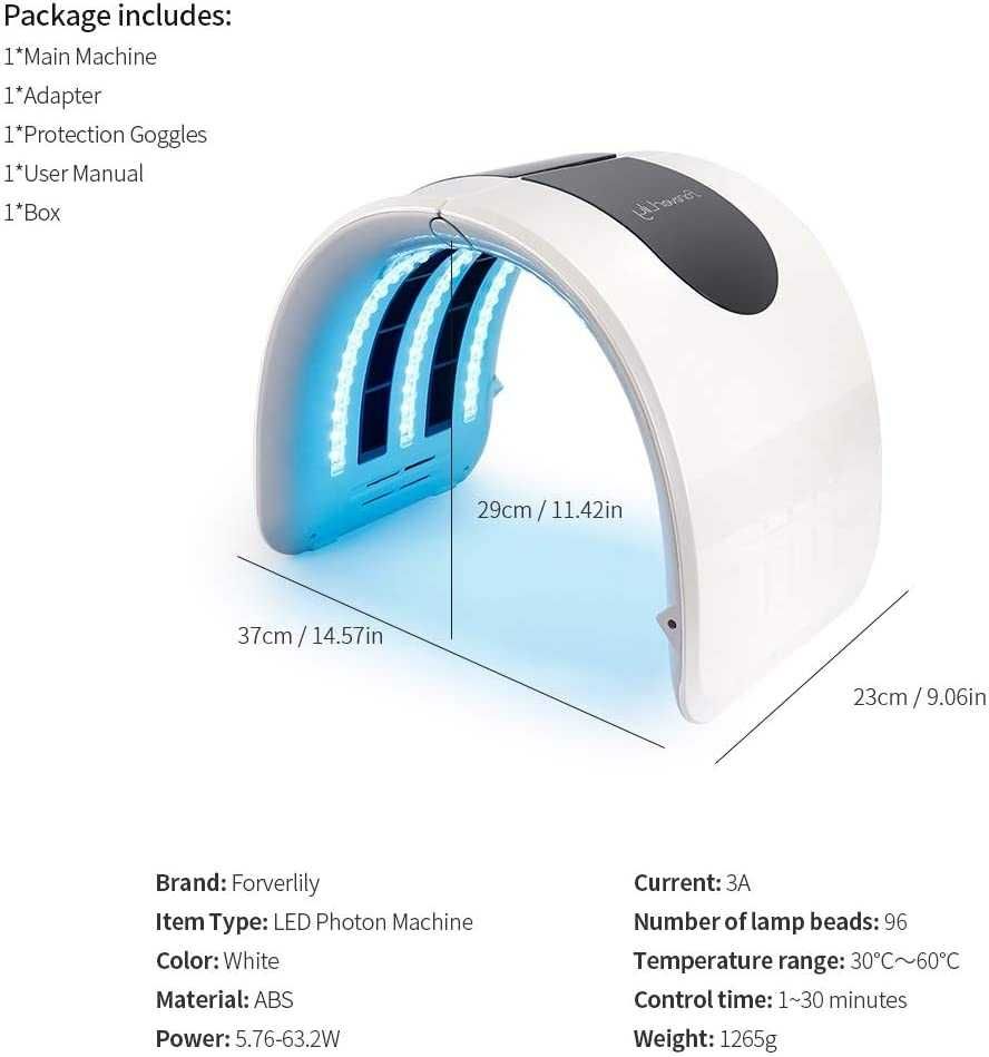 (NOVA) Máscara de luz LED de 7 cores, portátil