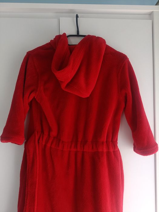 Szlafrok dziewczynki chłopca 110/116 czerwony ciepły miekki