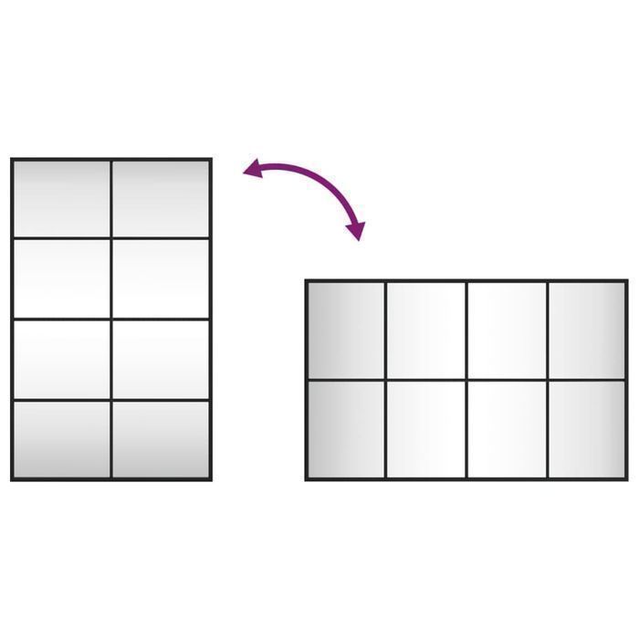 Vidaxl Lustro Ścienne, Czarne, 50X80 Cm, Prostokątne, Żelazo
