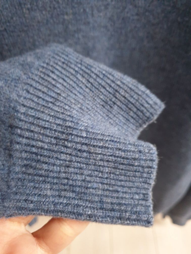 Niebieski sweter wełniany 100% wełna M&S L męski
