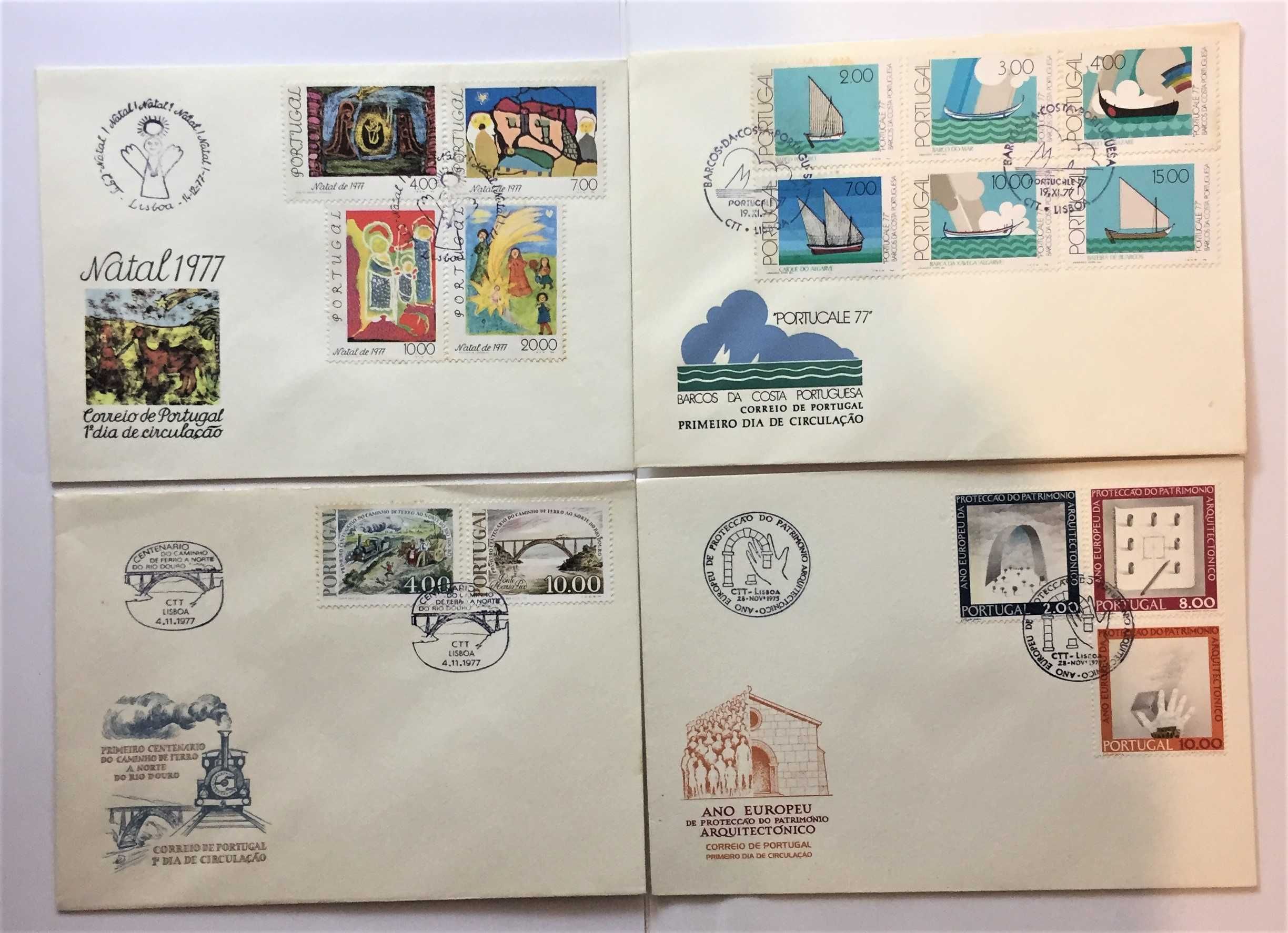 Filatelia-Lote 8 envelopes com selos-1º. dia de circulação-Anos 1970's