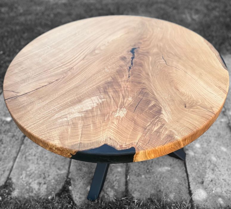 Monolit dębowy stolik kawowy  loft  żywica