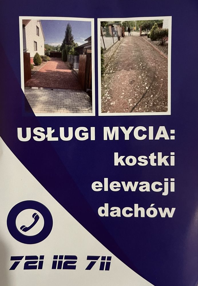 Mycie kostki, elewacji, dachów itp.