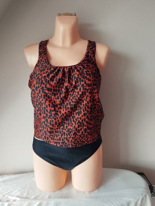 Modne tankini XL Rainbow – usztywniane miseczki, styl panterka, super