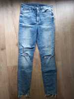 Spodnie jeansy super skinny high waist wysoki stan H&M r.S/M