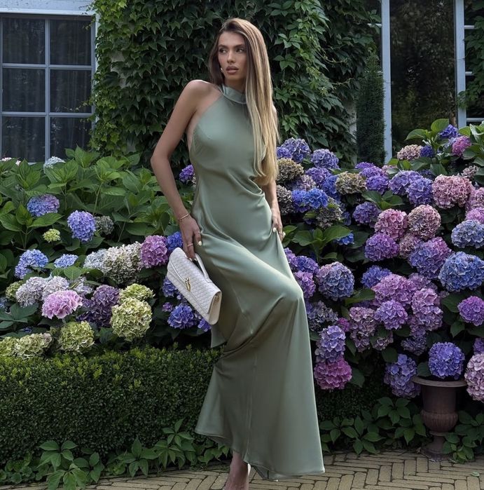 Сукня шовкова оливкового кольору хs