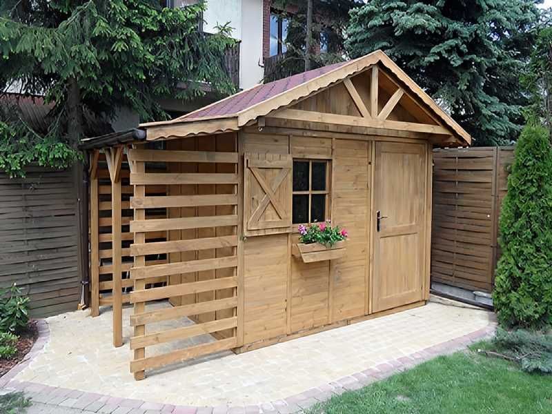 Domek zebra ogrodowy dach dwuspadowy drewniany 4x3 producent A1