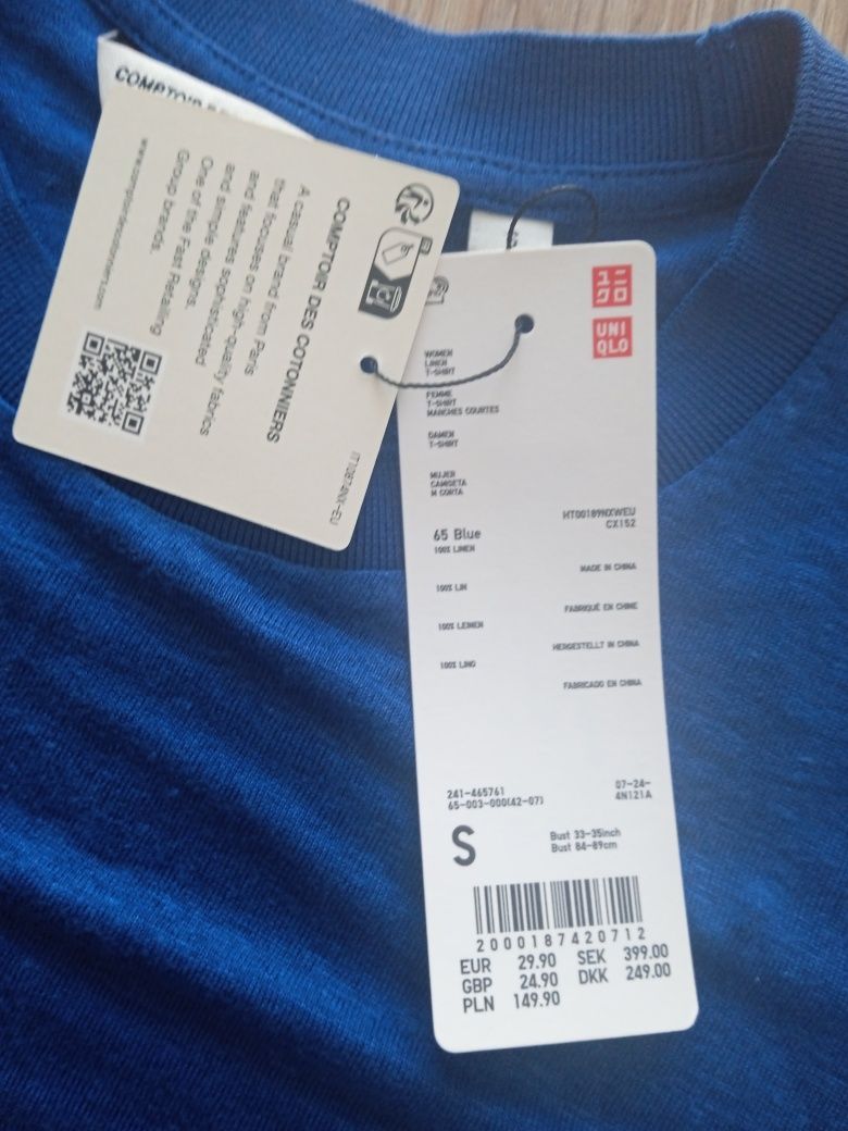 Uniqlo nowy  lniany t-shirt rozm S 36