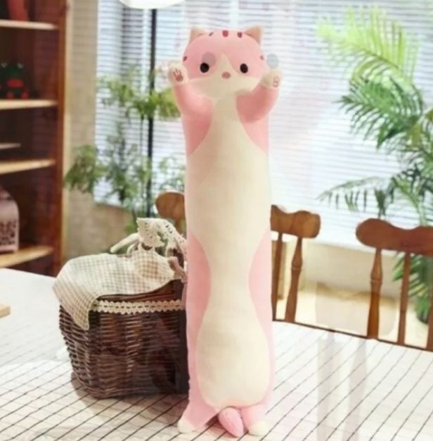 Мягкая плюшевая игрушка Длинный Кот Батон котейка-подушка 50 и 70 см