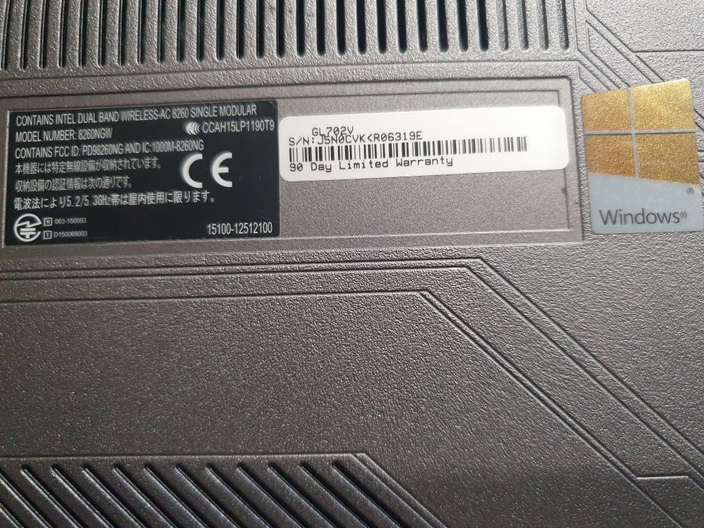 Ігровий ноутбук Asus ROG Strix GL702V/ 17.3"під ремонт i7-7700HQ/ 16G