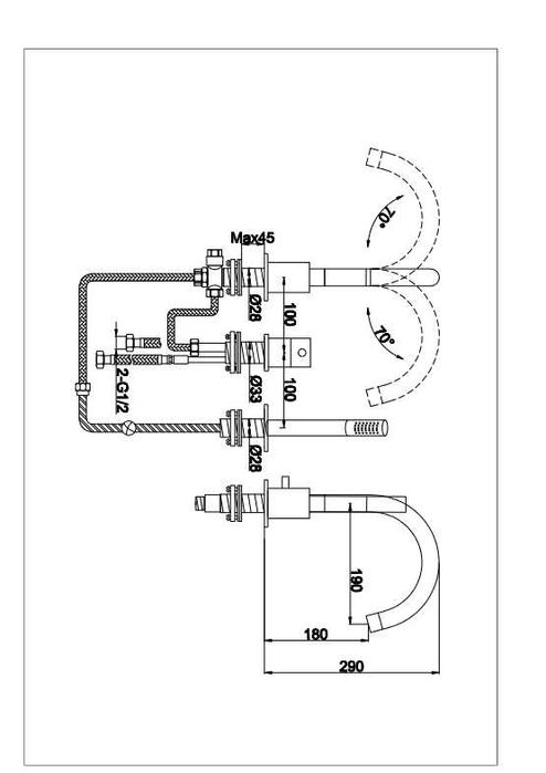 Bateria wannowa 3-otworowa Kohlman ROXIN chrom