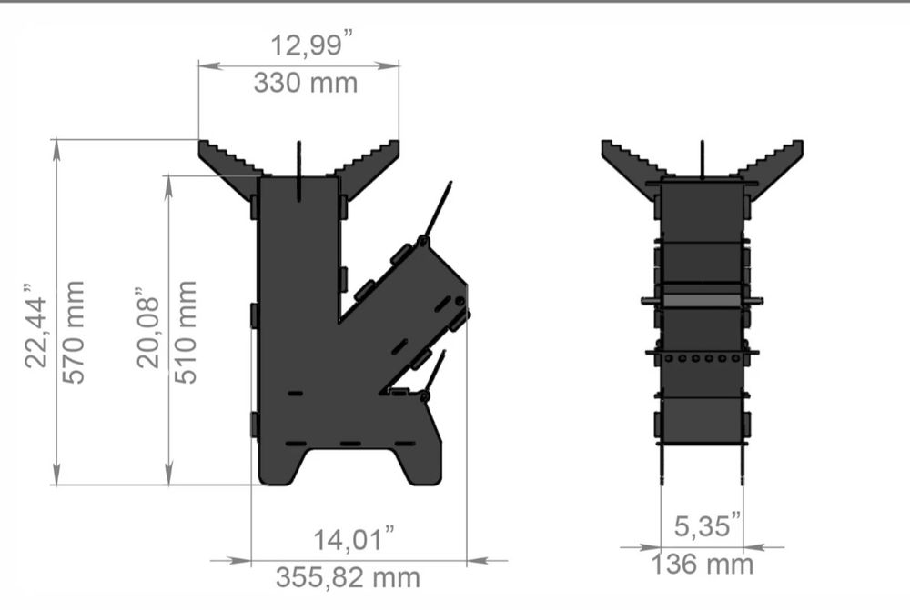 Piecyk rakietowy kuchenka turystyczna blacha 3mm.