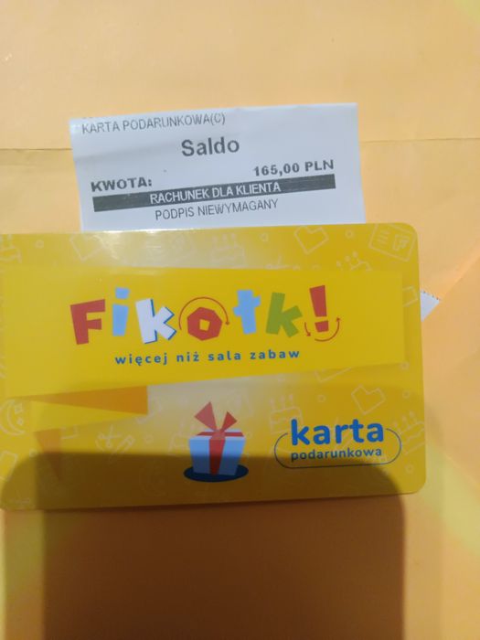 Karta podarunkowa fikołki kraków Bonarka /165zł za 50