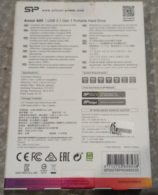 Silicone power A85, 5TB, USB3.1, IP68