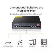 Switch Ethernet Gigabit POE RJ45 de 12 portas 52V SFP