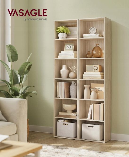 VASAGLE Regał na książki, 6-poziomowy 24 x 40 x 178,5 beż LBC167L01
