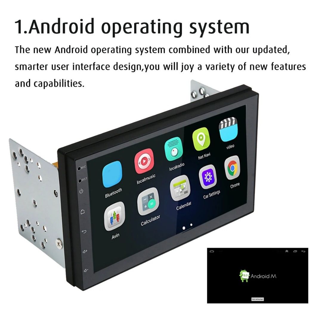 Rádio android 2din 7" com Wi-Fi GPS Bluetooth 4/64GB memória + câmara