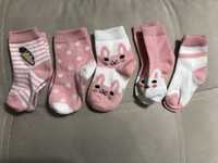Дитячі шкарпетки розмір s демісизонні носки рожеві та білі зайчики