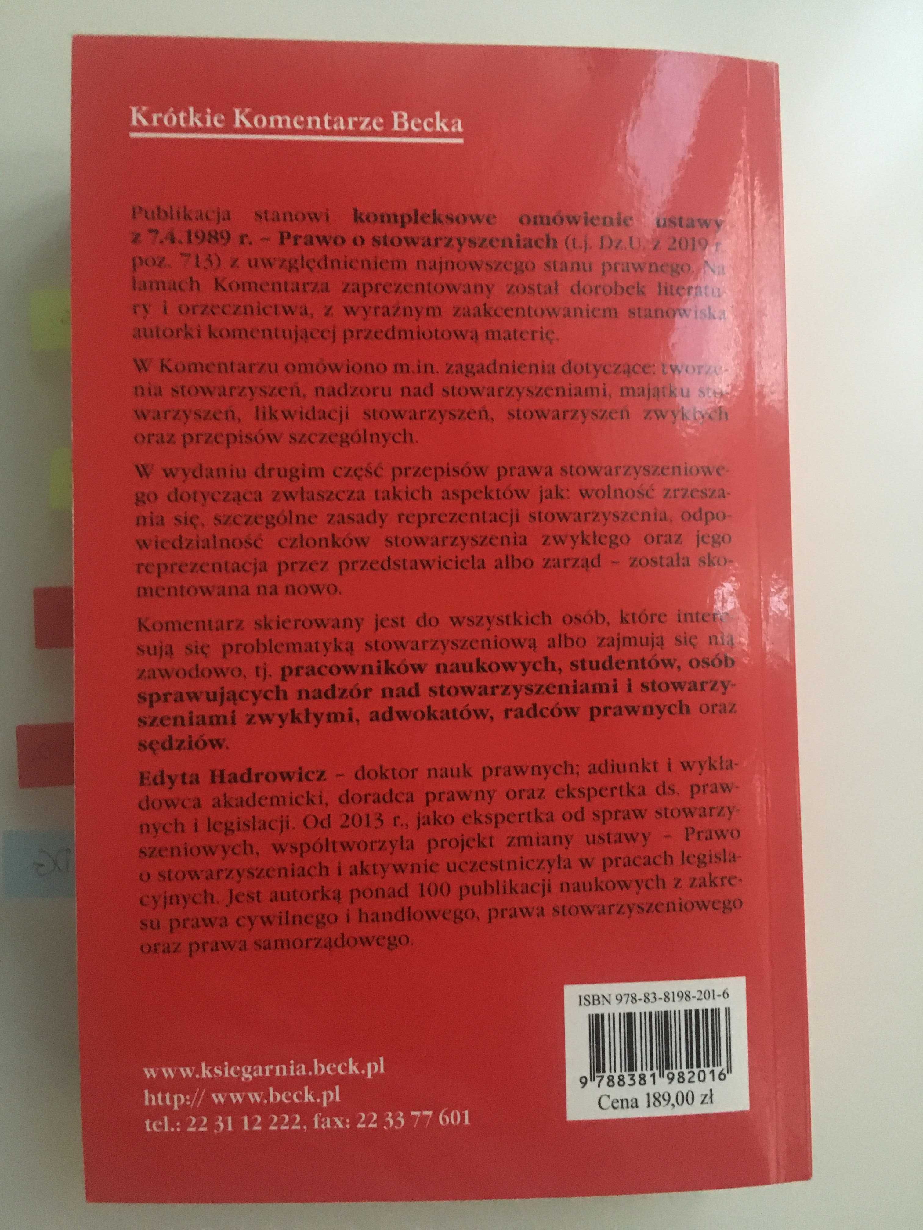 Prawo o stowarzyszeniach. Komentarz. E. Hadrowicz