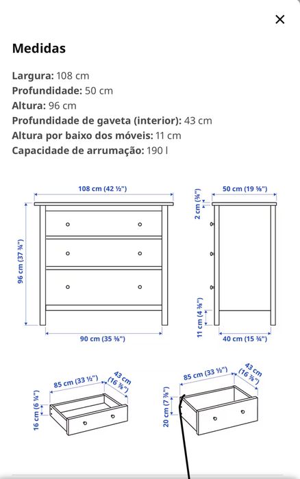 Modelo de 3 gavetas IKEA