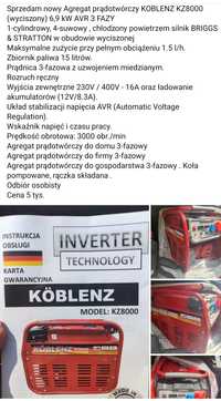 Agregat prądotwórczy KOBLENZ KZ8000 GERMANY