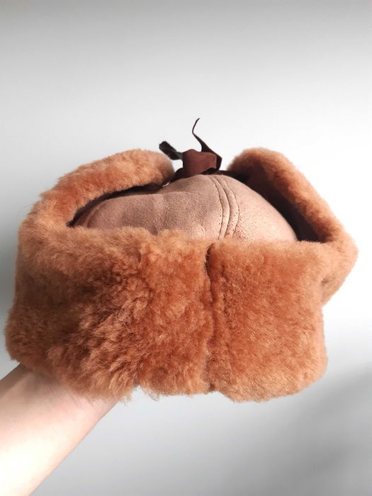 Czapka uszatka PRL skórzano-futrzana Żywieckie Zakłady Futrzarskie