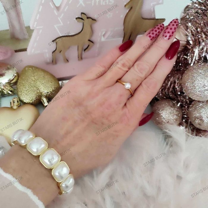 Bransoletka na gumce jubilerskiej perły stal 316L unikat