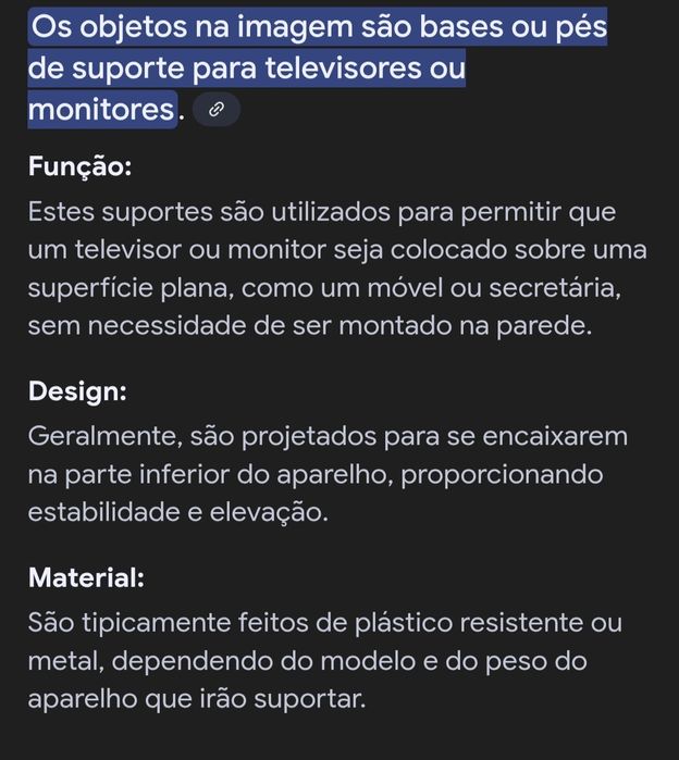 Bases ou pés de suporte para televisores/ monitores