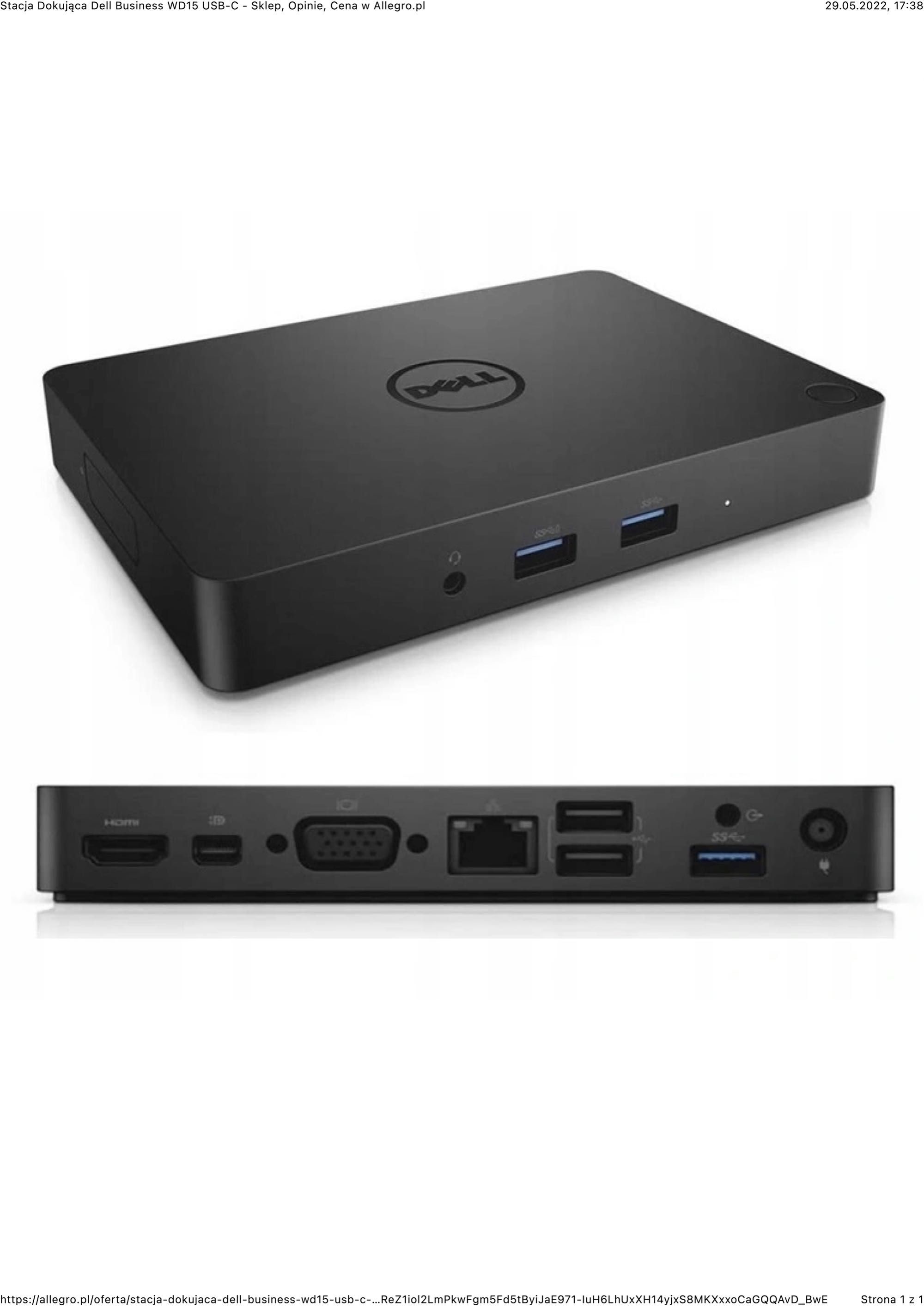 Stacja Dokująca USB-C Dell Business WD15 K17A001