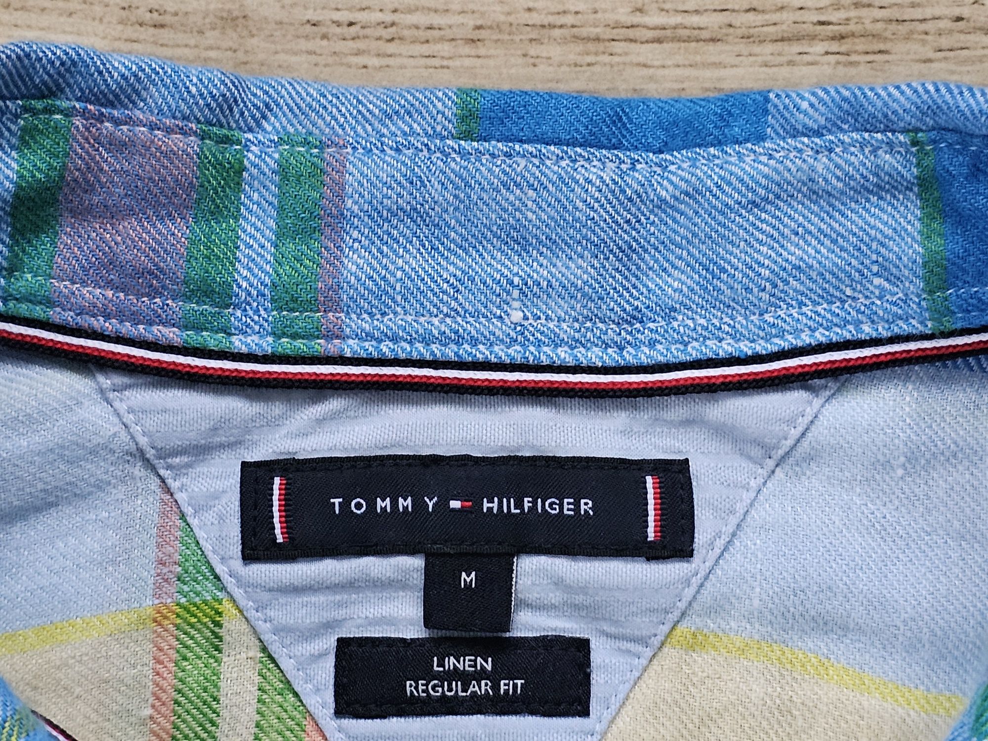 koszula TOMMY HILFIGER lniana meska 100% len r. L M -  jak NOWA