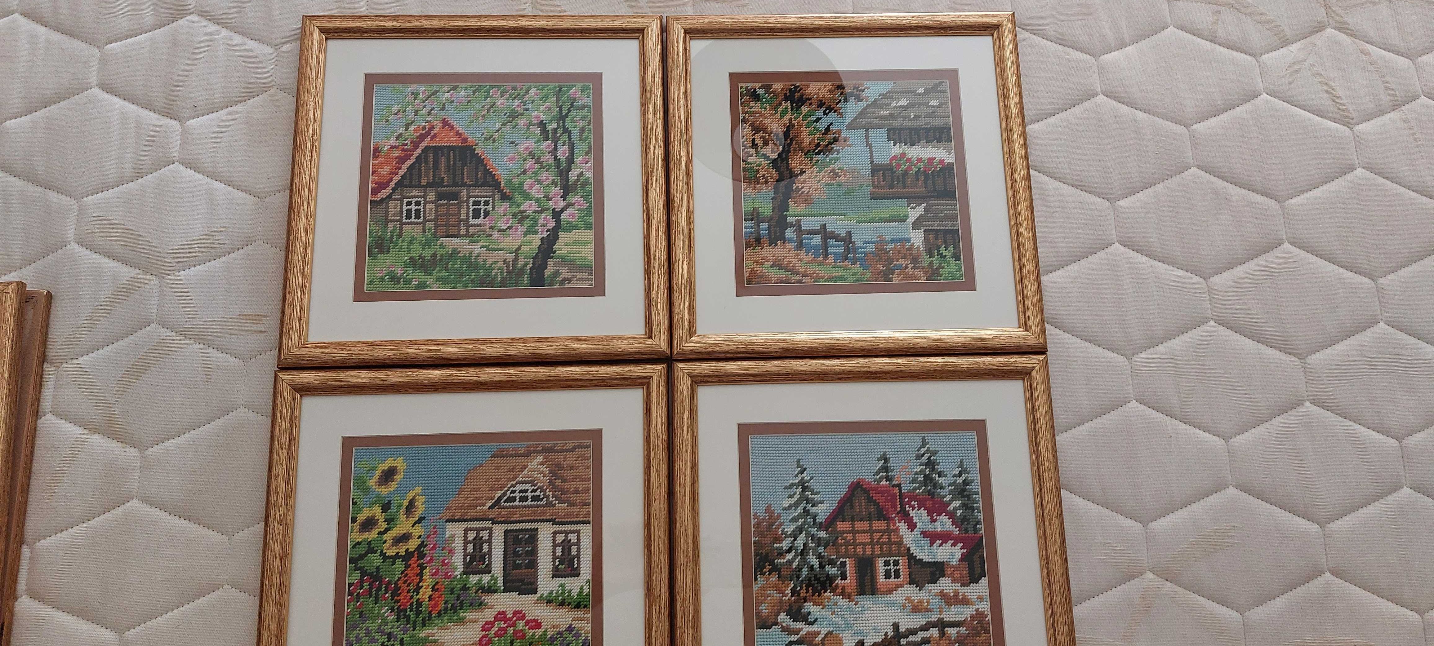 Conjunto quadros bordados à mão