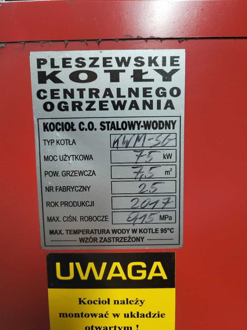 Kocioł centralnego ogrzewania 75kW na węgiel kamienny