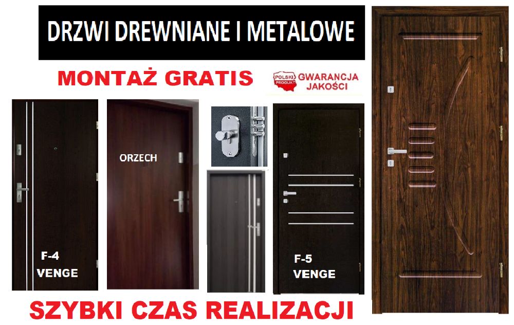 DRZWI Z MONTAŻEM do mieszkania zewnętrzne, wejściowe, wewnątrzklatkowe