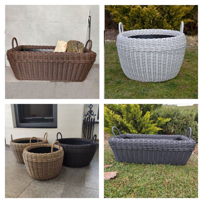 Корзина для дров, плетеная дровница, кошик з ротанга, Кашпо, дровниця