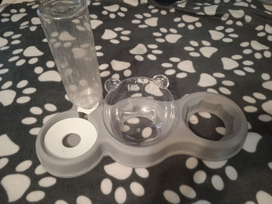 Podwójna miska z automatycznym dozownikiem wody, Poidło dla kota i psa