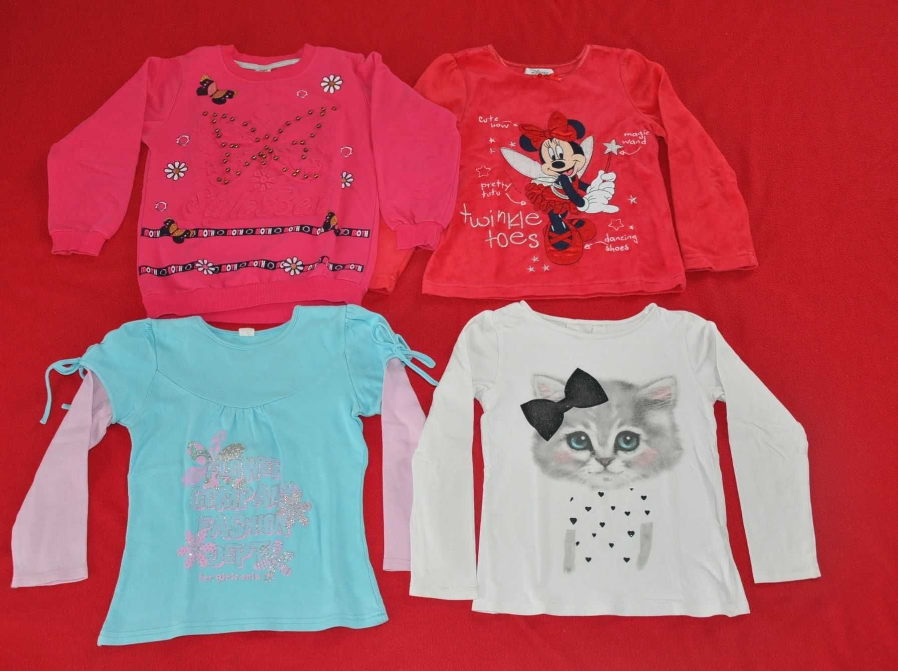 Zestaw 4 x bluzki długi rękaw 5-7 lat M&S, Disney( 116- 128),bluzeczki