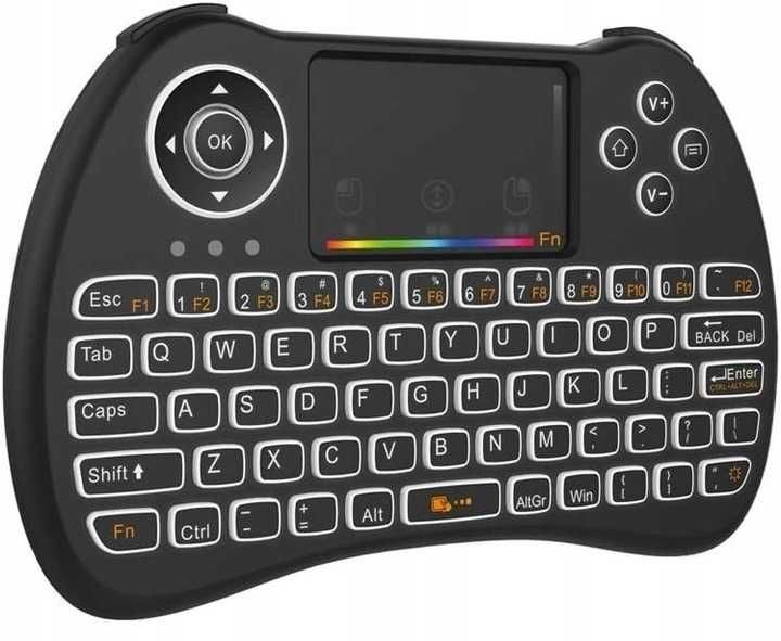 Mini Klawiatura QPAU H9 Bezprzewodowa z Touchpadem LED Czarna