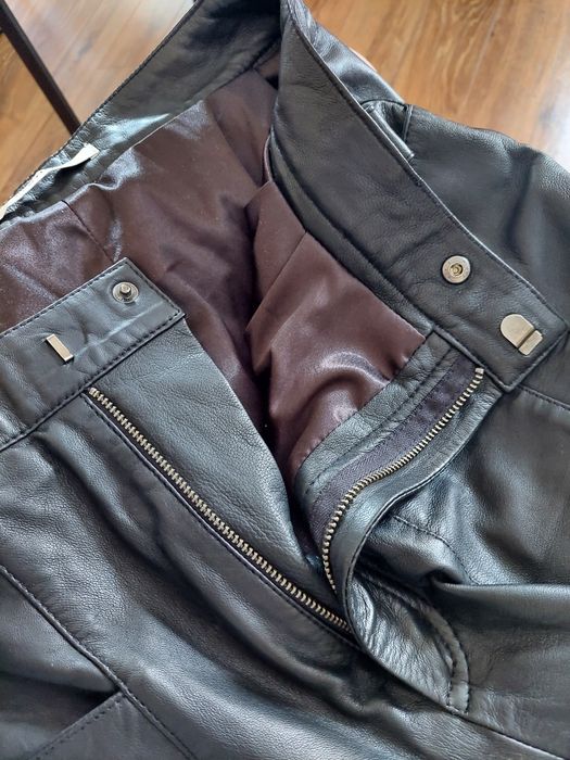 Lamb leather skórzane spodnie skóra naturalna owcza spodnie baggy fit